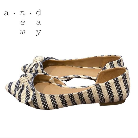 A New Day Women's Striped Canvas Knotted Bow Slip On Flats 7.5 - Picture 2 of 5